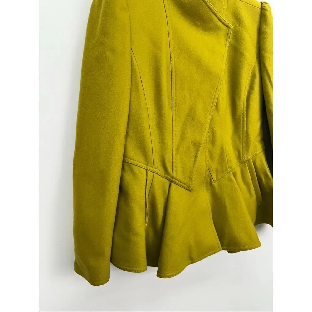Ted Baker Women’s Wrenn Chartreuse Green Wool Cashmere Blend Peplum Blazer Jacke - Picture 13 of 16